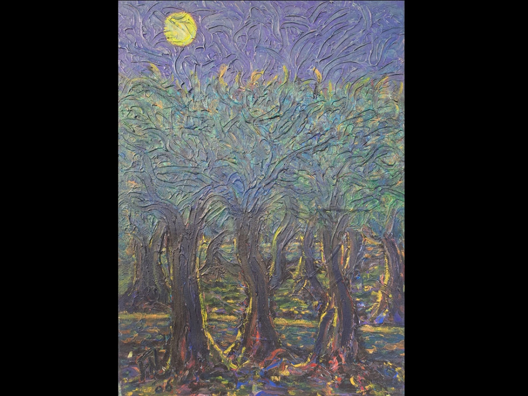 Olijfbomen Olijfbomen bij vollemaan in Spanje